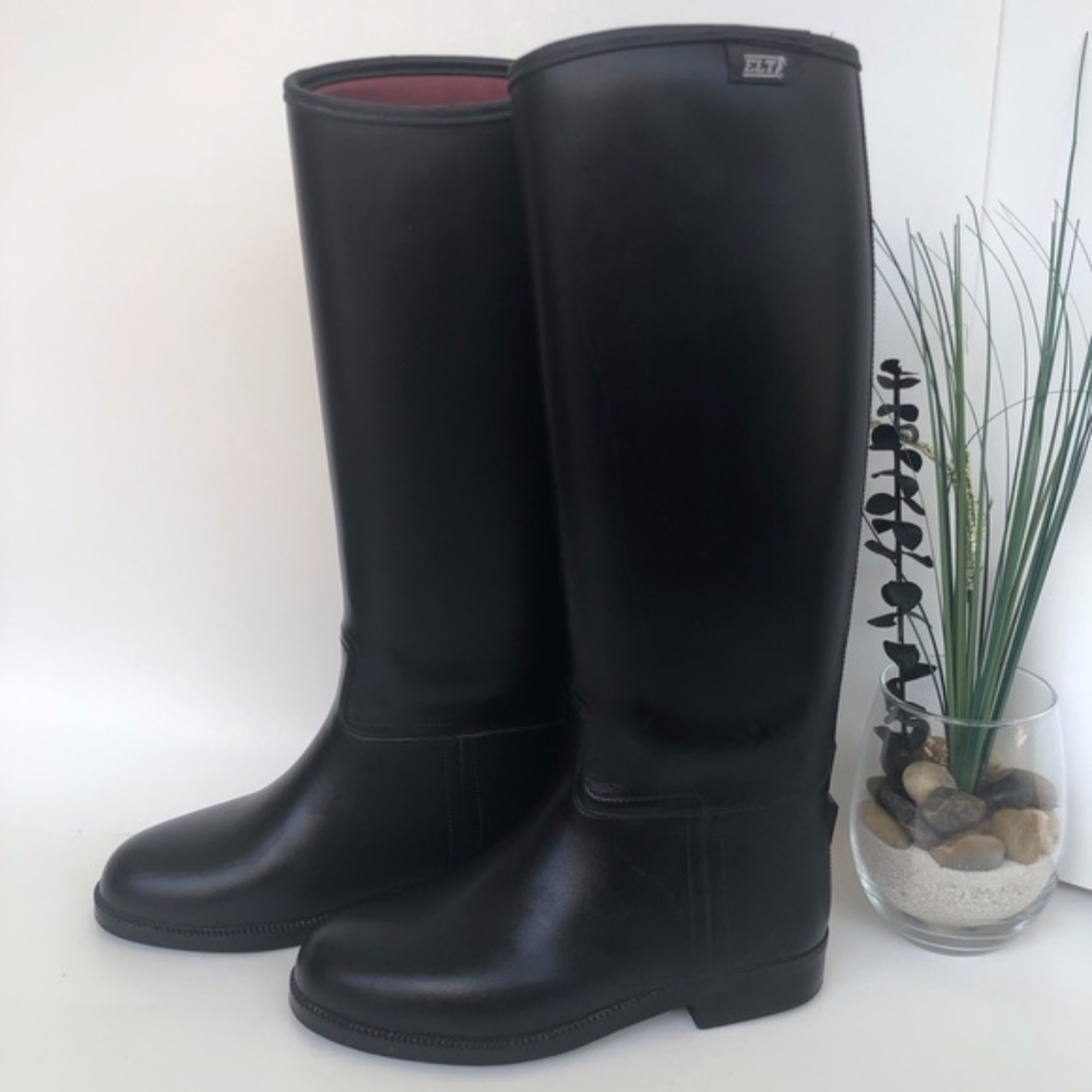 ELT Black Rubber Riding Boots Rain Muck Boot